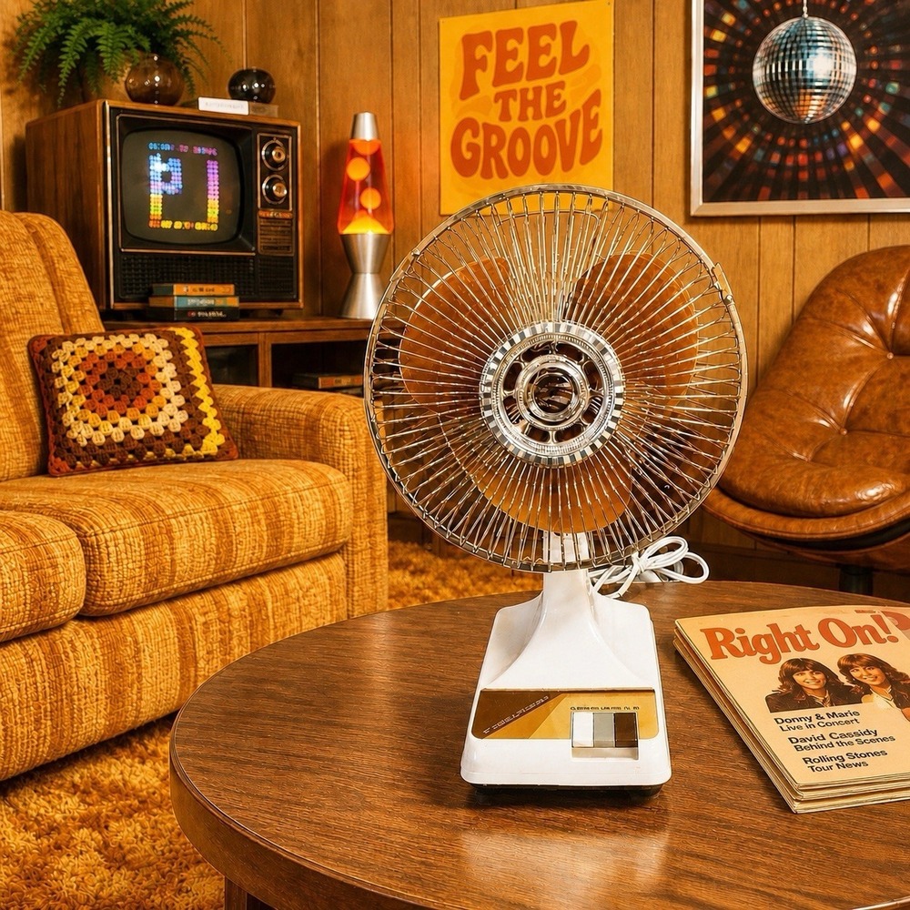 1970s Retro Kuo Horng KH-901 11" Oscillating Fan Works Great Vintage Cool